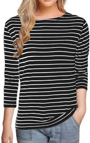 Ladies Long Sleeves Round Neck Striped Cotton T-Shirt Age Group: Above 18