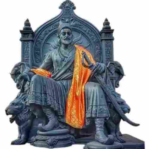 Black Marble Multicolor Chhatrapati Shivaji Maharaj Statue For Home