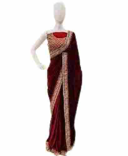 Hand Embroidered Pattern Bollywood Style Party Wear Fancy Velvet Sarees