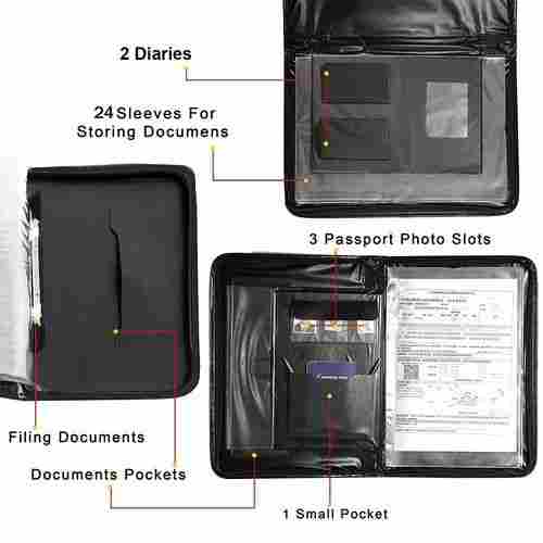 Waterproof Document File Bag With Rectangular Shape, 24 Sleeves