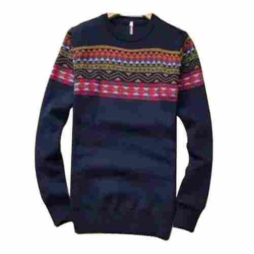 Multicolor Mens Casual Printed Full Sleeve Sweater For Winter Season