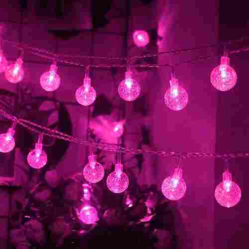 X4Cart 16 LED Mini Globe Crystal Ball String Lights Waterproof Fairy String Light for Indoor Outdoor Decoration Plug-in (Pink, 3 Meter)