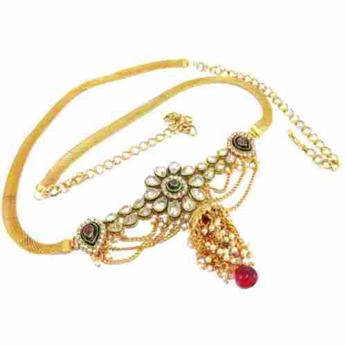 30 Inches Gold Plated Beads Designer Waist Belt For Women