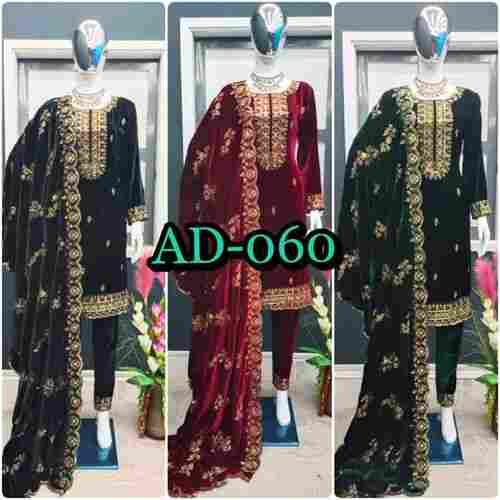 Women Heavy Pure Viscose Velvet with Embroidery Suit