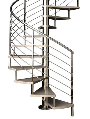 Silver 8 Mm Thick Polished Finish Galvanized Stainless Steel Stairs For Interior 