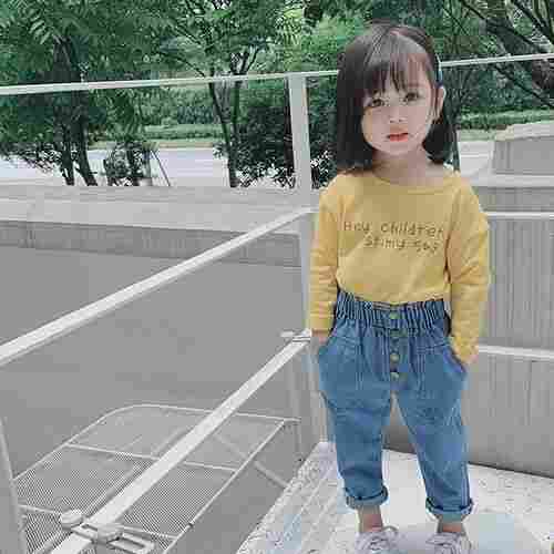 Casual Wear Type Baby Girl Jeans With Cotton T Shirt
