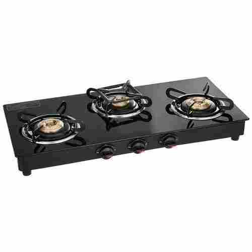 Manual Ignition Floor Mounted Toughened Glass Three Burner Gas Stove