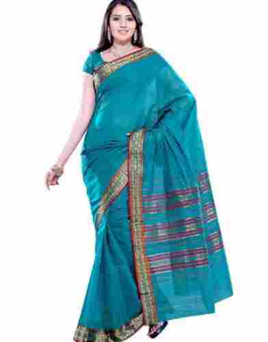 Comfortable Bollywood Style Plain Zari Work Cotton Silk Saree With Blouse 
