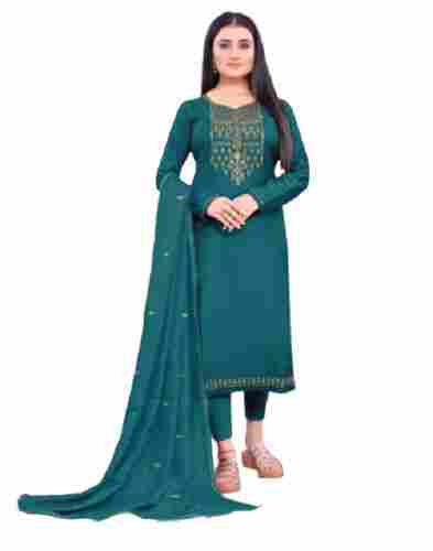 Straight Silk Embroidered Ladies Designer Salwar Suits