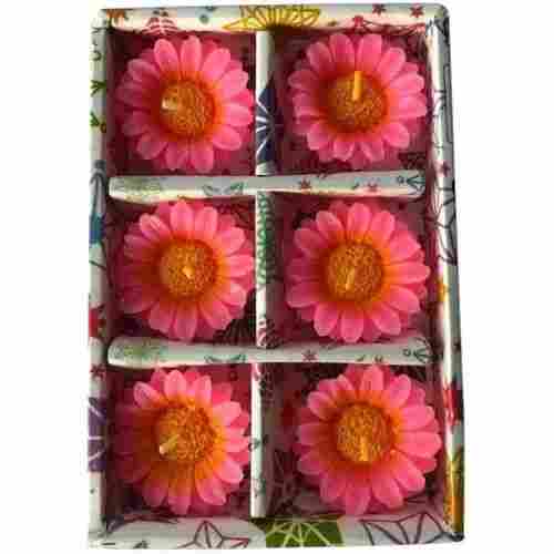 6 Pieces Box Paraffin Wax Cotton Wick Decorative Flower Candles 