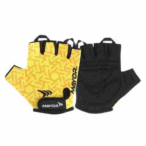 Nylon Lining Printed PU And Lycra Half Finger Reusable Gym Gloves