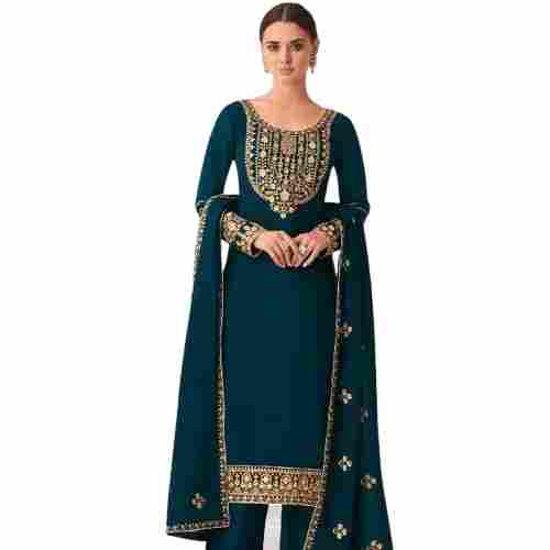 Designer Full Sleeves Georgette Embroidery Suits With Dupatta For Ladies