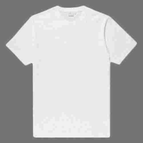Mens White Round Neck Short Sleeve Plain Cotton T Shirt