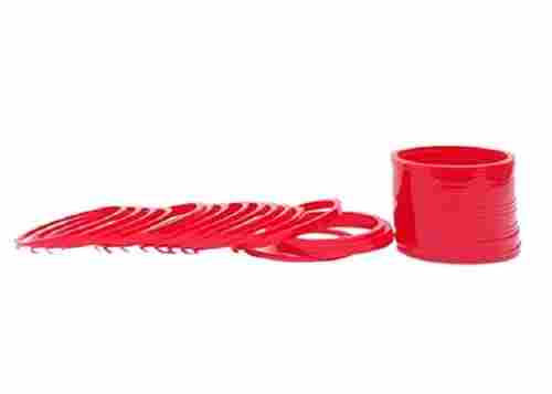 Round Plain Polished Red Plastics Bangles for Chuda, Set of 40 Pieces Bangles