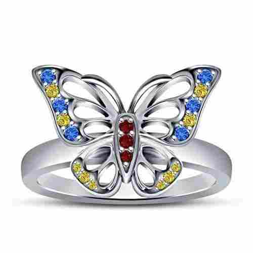 Skin Friendly Silver Coating Butterfly Shape Silver Ring