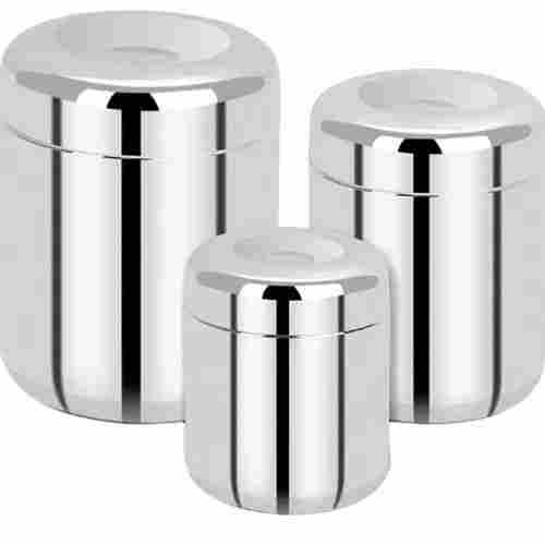 Corrosion Resistant Polished Finish Stainless Steel Canister, Set Of Three 