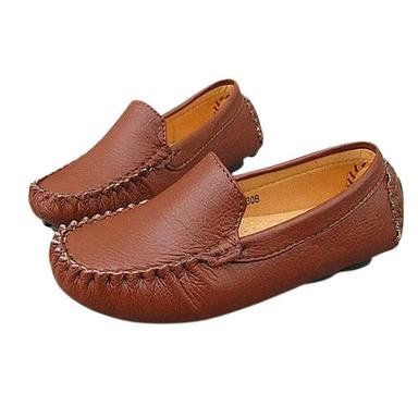 Brown Non Slip Party Wear Pu And Leather Shoes For Kids