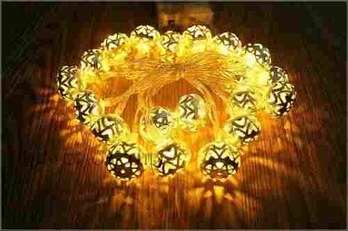 X4Cart 14 LED Small Semi ball Shape Golden Metal String Light Plug-In Mode With Rice Metal Fairy Lights for Home Decoration, Outdoor, Indoor, Festival (14 Led, Warm White, 4 Meter, Semi Ball Small)