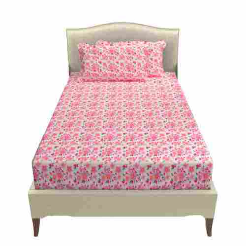 Floral Printed Soft Cotton Single Bed Sheet With Two Pillow Covers