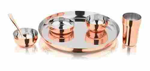 Polished Surface Round Shaped Copper and Stainless Steel Dinner Set