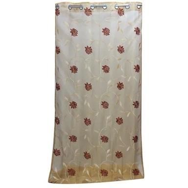 Cream 4X7 Foot Washable And Printed Polyester Embroidered Window Curtain