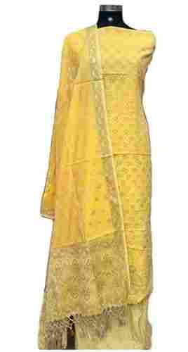 Breathable And Quick Dryprinted Soft Cotton Silk Unstitched Suit With Dupatta 
