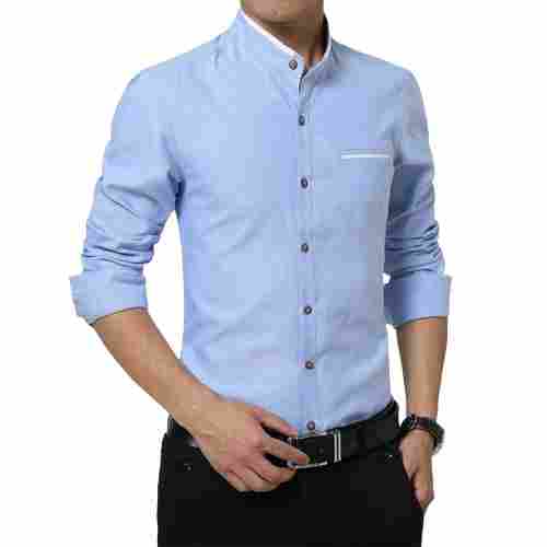Class Collar Full Sleeves Plain Dyed Cotton Formal Wear Shirt For Mens 
