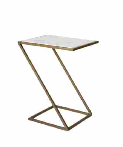 Modern Stainless Steel And Wood Machine Made Z-Style Side Table