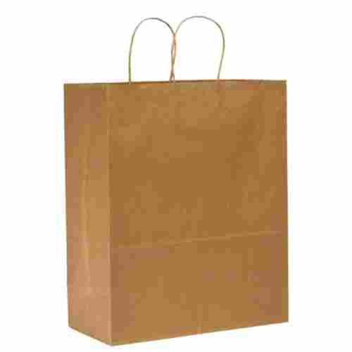 Rectangular Plain Recyclable Brown Paper Shopping Bag With Rope Handle