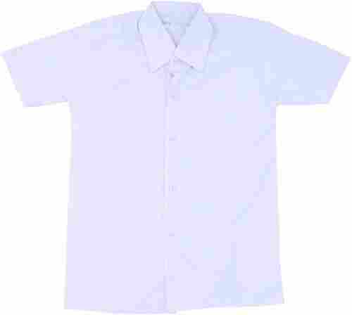 Regular Fit Short Sleeves Spread Collar Plain Cotton School Uniform Shirt