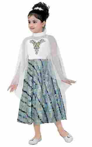 Sleeveless Traditional Georgette Embroidered Kids Party Wear Dress For Girls
