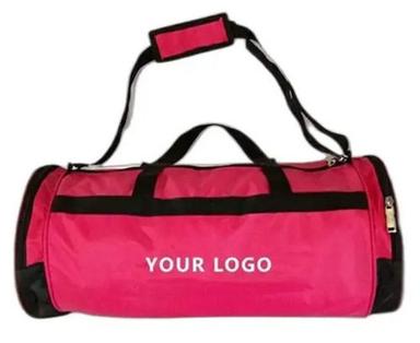 Pink And Black 27X22X4 Centimeters Shoulder Length Handle Canvas Gym Bag