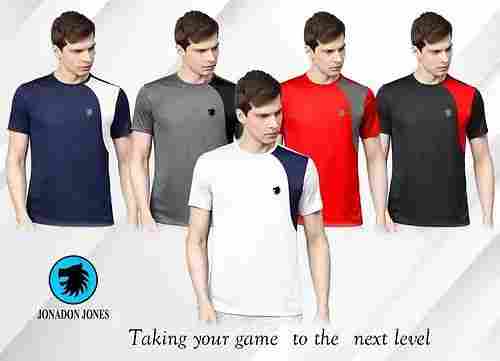 Multi Colored Sportswear Mens Round Neck Short Sleeve Sports T Shirt