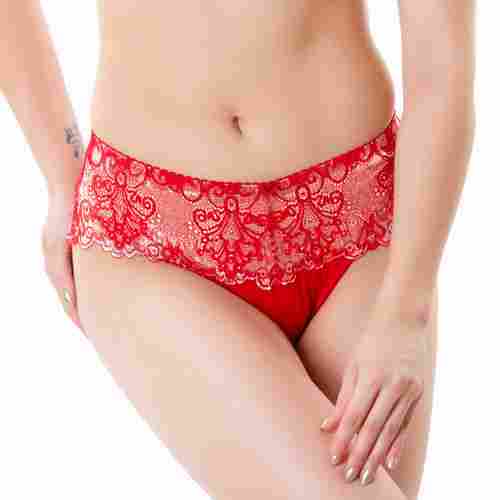 Machine Made Casual Ladies Red Cotton Hosiery Panties