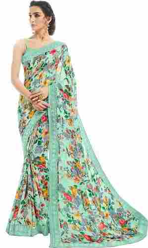 Skin Friendly Printed Casual Wear Georgette Saree With Blouse Piece
