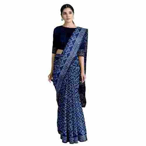 Washable and Plain Formal Wear Cotton Saree With Blouse Piece