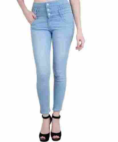 Plain Denim Straight Regular Fit Ladies Jeans for Daily Use