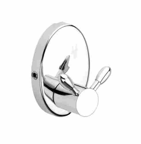 Round Wall Mounted Glossy Finished Stainless Steel Double Robe Hook