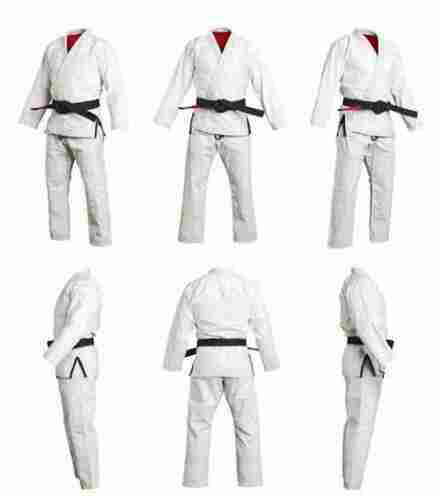 Unisex 100% Cotton Full Sleeve White Karate Uniform With Black Belt