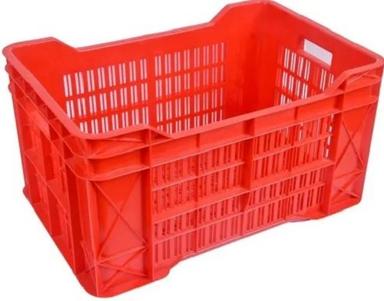 Red 25 Kg Load Capacity Rectangular Pp Crate For Shipping And Storage
