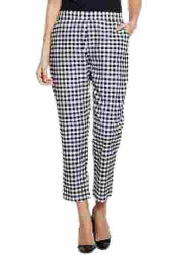 Checked Pattern Regular Fit Light Weight Skin-Friendly Cotton Blend Trousers Pants 