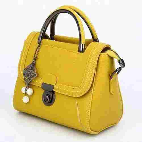 Ladies Waterproof Fashionable Yellow Leather Handbags