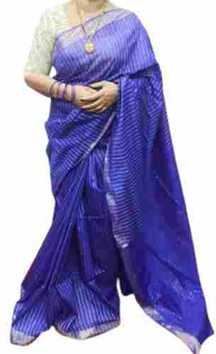 Party Wear Light Weight Hand Washable Striped Bhagalpuri Silk Saree