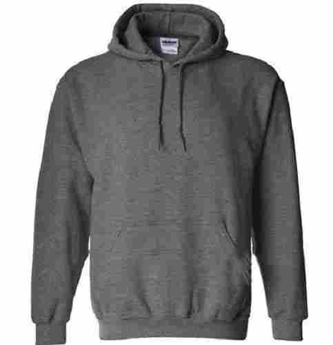 Long Sleeve Cotton Plain Mens Hooded Sweatshirt For Casual Use