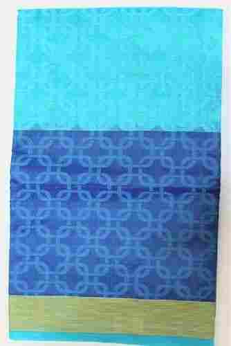Ladies Casual Wear Sky Blue Colored Printed Cotton Silk Saree