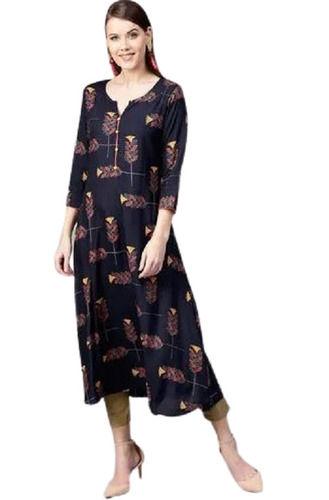 3 By 4 Sleeve Printed Rayon Kurti For Ladies Use Bust Size: 34 Inch (In)