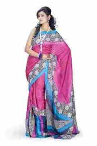 Bandhani Style Printed Pattern Made Using Zari Work Party Wear Silk Saree