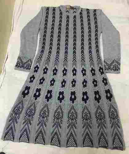 Ladies Full Sleeves Printed Woolen Kurti For Casual Wear