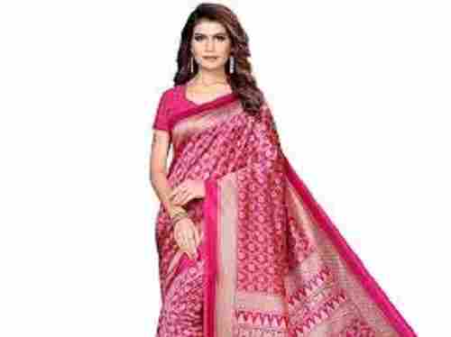 Womens Banarasi Style Cotton Silk Printed Zari Work Saree For Party Wear