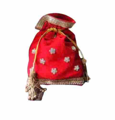 Customized Cotton Fabric Designer Embroidered Potli Bag With Top Closure 